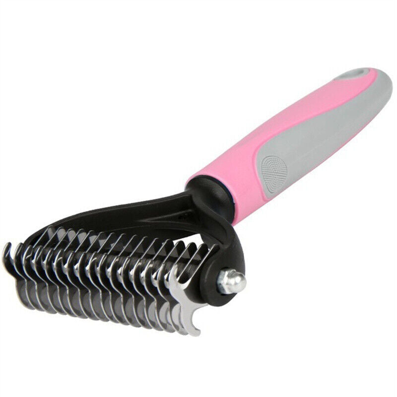 2-Sided Pet Grooming Brush: Deshedding & Dematting Tool